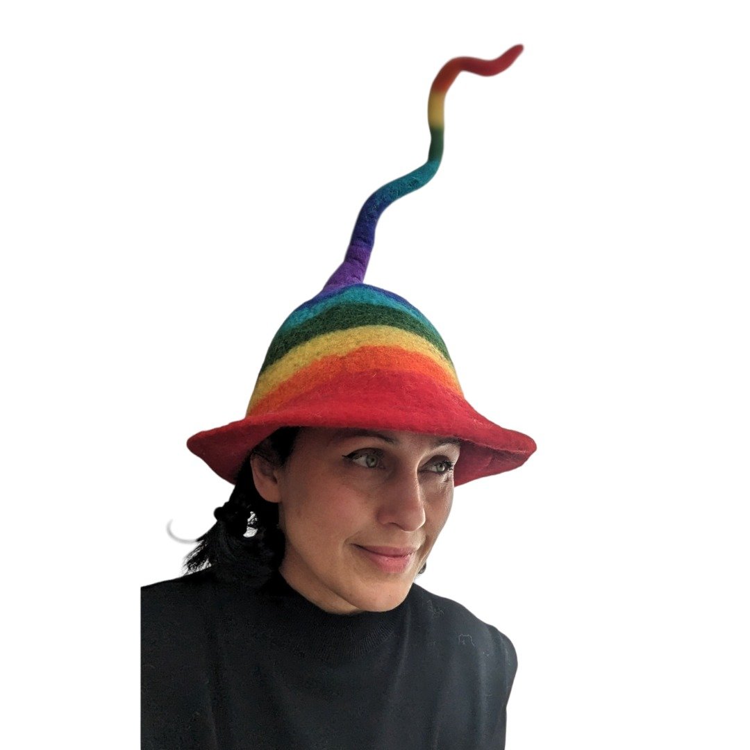 LoudElephant Handcrafted Wool Felt Hat from Nepal - Rainbow