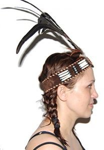 Terrapin Trading Native American Kopfschmuck – Stirnband Mit Knochenperlen & Echten Federn, Elastisch