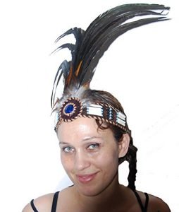 Native American Stirnband Mit Echten Federn & Knochenperlen – Handgefertigt, Elastisch, One Size