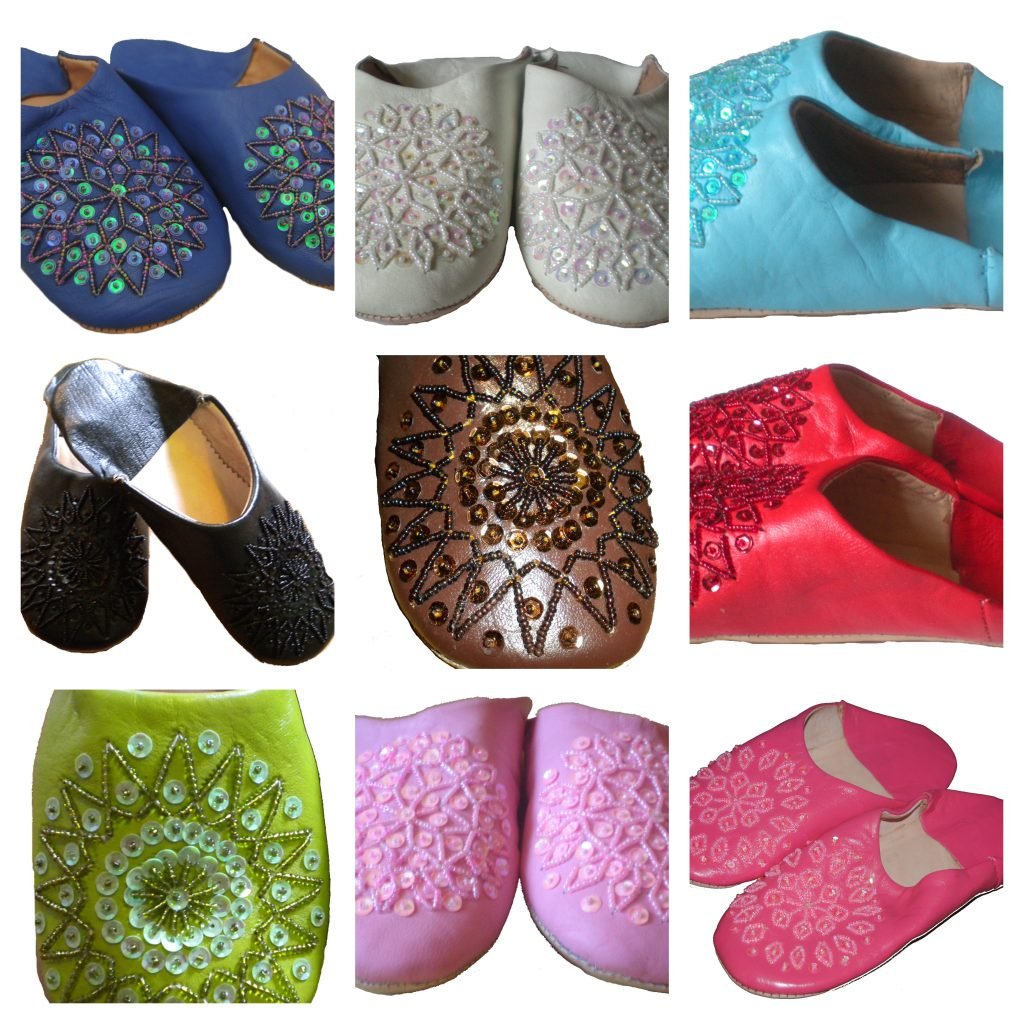 Pantofole arabe in pelle unisex per adulti - Blu - Artigianato marocchino - Modello Kadim