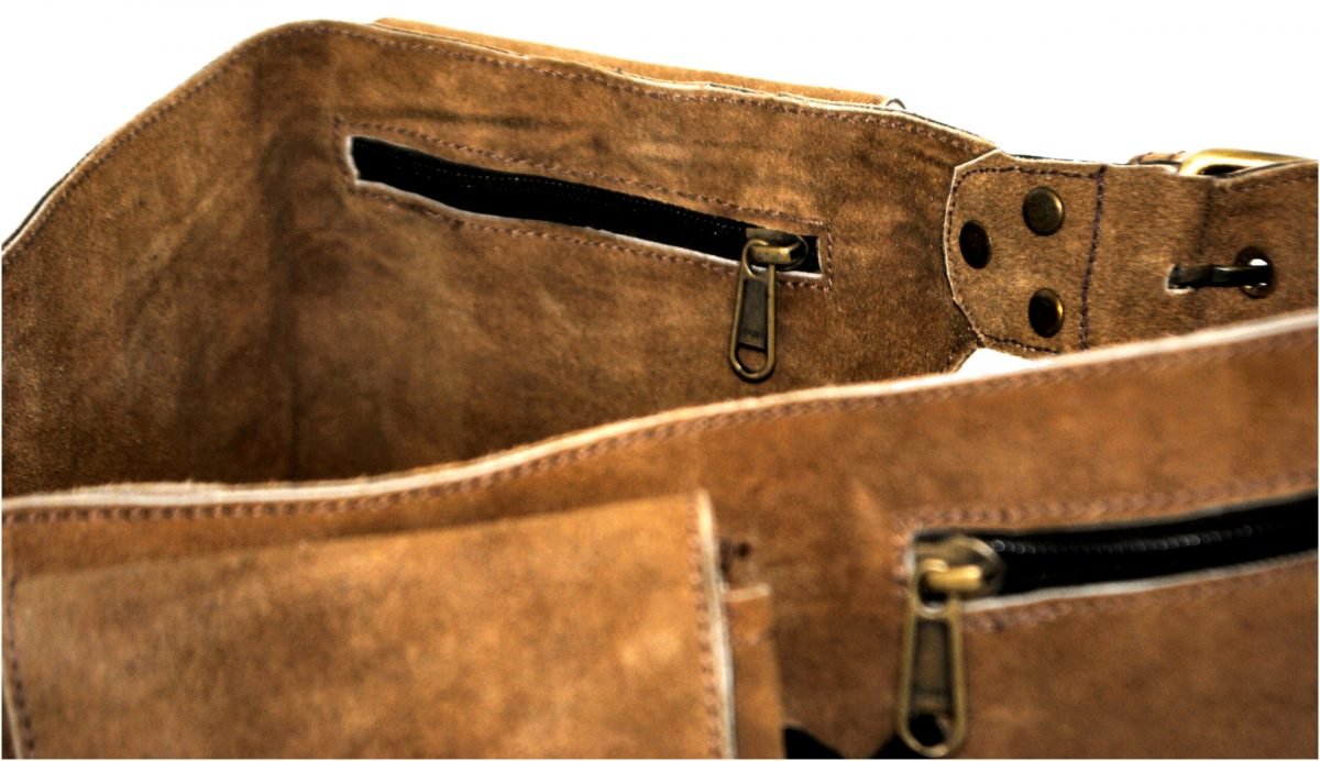 Distressed Layering Belt With Pockets - Beige