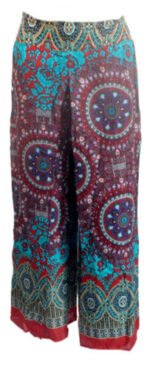 Long Culottes Thailand Trousers Med Pink Red - Image 4