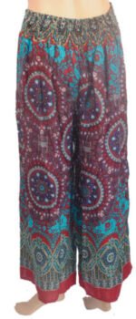 Long Culottes Thailand Trousers Med Pink Red - Image 8