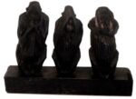 3 Wise Monkeys  - Ugandan Wood See Hear Speak No Evil Mystical Apes Carving Statue - Image 3