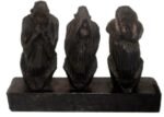 3 Wise Monkeys  - Ugandan Wood See Hear Speak No Evil Mystical Apes Carving Statue - Image 4