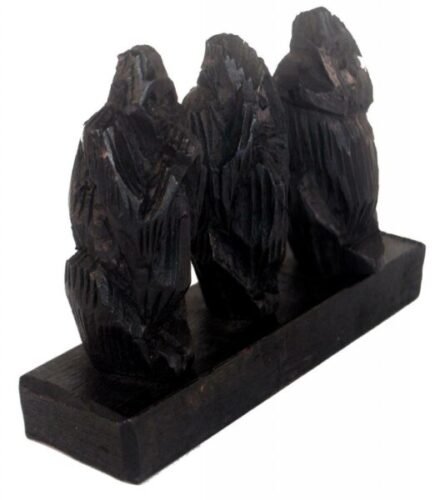 3 Wise Monkeys  - Ugandan Wood See Hear Speak No Evil Mystical Apes Carving Statue