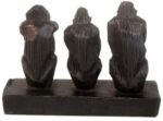 3 Wise Monkeys  - Ugandan Wood See Hear Speak No Evil Mystical Apes Carving Statue - Image 6