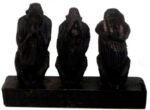 3 Wise Monkeys  - Ugandan Wood See Hear Speak No Evil Mystical Apes Carving Statue - Image 2