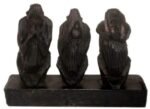 3 Wise Monkeys  - Ugandan Wood See Hear Speak No Evil Mystical Apes Carving Statue - Image 5