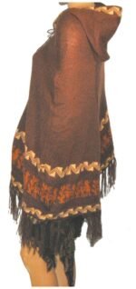 Ladies Alpaca Poncho Brown