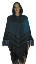 Ladies Alpaca Poncho Aqua