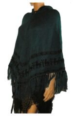 Ladies Alpaca Poncho Aqua