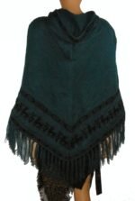 Ladies Alpaca Poncho Aqua