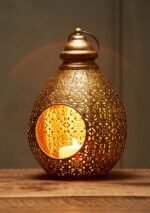 Indian Lantern Grey Gold 19x19x29cm - Image 3