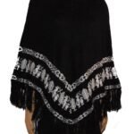 Ladies Hooded 100% Alpaca Wool Poncho - Black