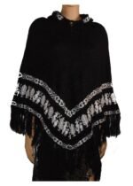 Ladies Alpaca Poncho Black