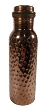 Copper Water Bottle - Ayurvedic Yoga Sport Trekking Health Benefits 750ml - Hammered - Image 4