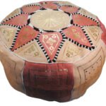 Pink Moroccan Pouffe Handmade Leather Pouffe