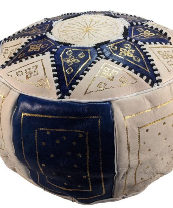 Moroccan leather pouffe