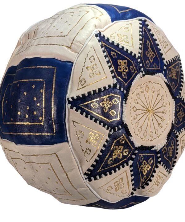 Moroccan leather pouffe