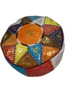 Leather Pouffe Multicoloured