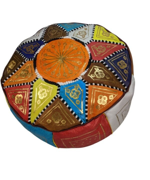 Leather Pouffe Multicoloured
