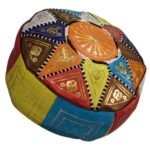 Leather Pouffe Multicoloured | Special Edition Handmade - Image 4