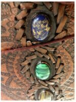 Beautiful Handmade Indian Camel Leather Art Sketch Book Notebook Journal size 25x18 inlaid with 5 Stones - Image 10