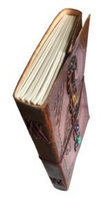 Beautiful Handmade Indian Camel Leather Art Sketch Book Notebook Journal size 25x18 inlaid with 5 Stones - Image 7