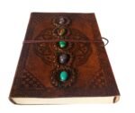 Beautiful Handmade Indian Camel Leather Art Sketch Book Notebook Journal size 25x18 inlaid with 5 Stones