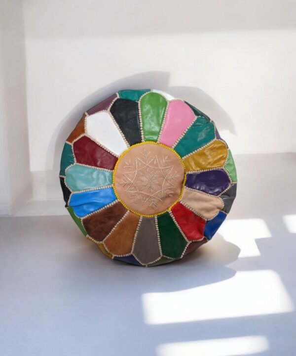 Large Leather Pouffe