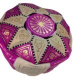 Neon Pink Leather Pouffe | Special Edition Handmade Moroccan - Image 12