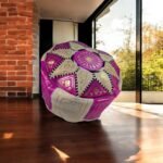 Neon Pink Leather Pouffe | Special Edition Handmade Moroccan - Image 5