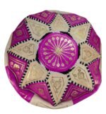 Neon Pink Leather Pouffe | Special Edition Handmade Moroccan - Image 14