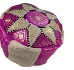 Neon Pink Leather Pouffe | Special Edition Handmade Moroccan - Image 9