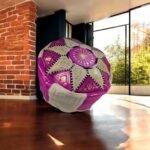 Neon Pink Leather Pouffe | Special Edition Handmade Moroccan - Image 3