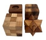 Wooden IQ Puzzles Set | of 4 Handcrafted Cube Game - Image 3