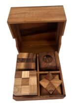 Wooden IQ Puzzles Set | of 4 Handcrafted Cube Game - Image 6