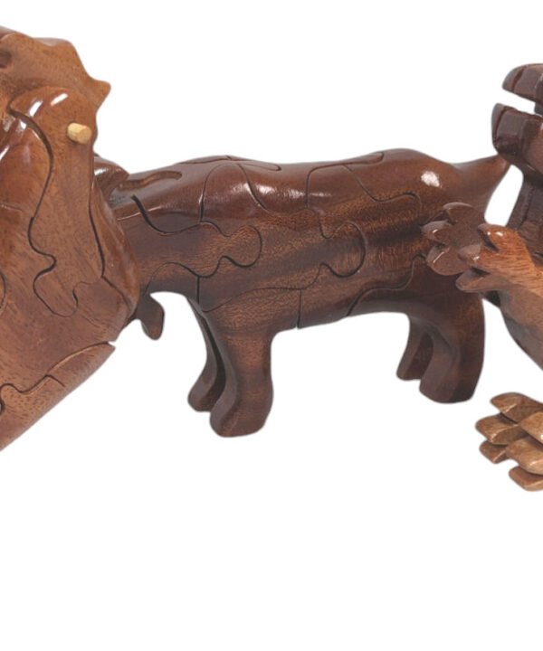 3 x Hardwood Handmade 3D Wooden Jigsaw - Goat, Dinosaur & Rooster