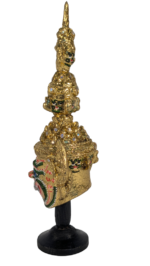 Thai Ramakien Yaksha Giant Mask Khon Miniature Statue Gold Figure 18cm Thailand - Image 6
