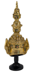 Thai Ramakien Yaksha Giant Mask Khon Miniature Statue Gold Figure 18cm Thailand - Image 7