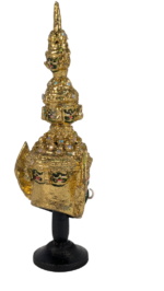 Thai Ramakien Yaksha Giant Mask Khon Miniature Statue Gold Figure 18cm Thailand - Image 5