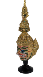 Thai Ramakien Yaksha Giant Mask Khon Miniature Statue Gold Figure 18cm Thailand - Image 8