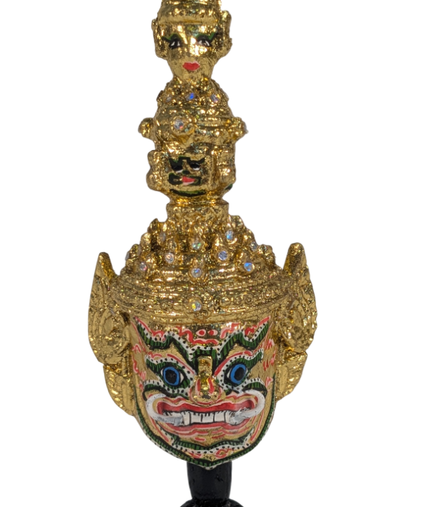 Thai Ramakien Yaksha Giant Mask Khon Miniature Statue Gold Figure 18cm Thailand