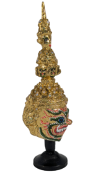 Thai Ramakien Yaksha Giant Mask Khon Miniature Statue Gold Figure 18cm Thailand - Image 3
