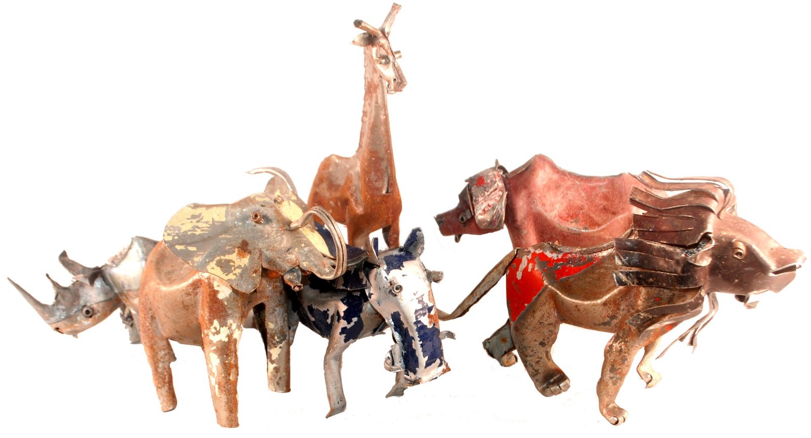 7937_46d8e588-a348-4258-baa7-9b75d0d857f40.jpg Fair Trade South African Recycled Metal Work Animal Sculpture Animal Elephant - Image 1