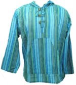 Blue Shirt Hoody Fair Trade Mens Nepal Cotton - Image 5