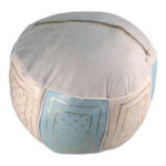 Special Edition Handmade Moroccan Leather Pouffe - Pale Blue - Image 2