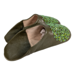 Fair Trade Ladies Moroccan Babouche Slippers Green - Image 4