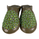 Fair Trade Ladies Moroccan Babouche Slippers Green - Image 5